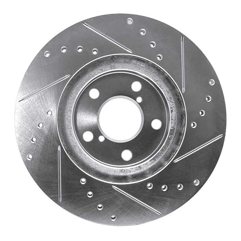 Subaru Impreza Brake Rotor (1) - Front Left - R1 Concepts - Drilled & Slotted - Silver - `17-`23